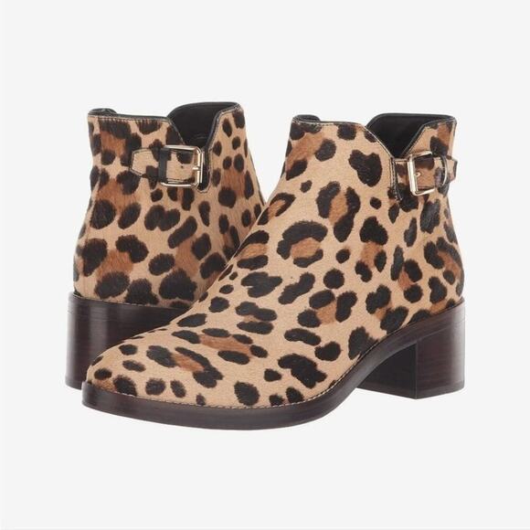 Cole Haan Harrington Grand Buckle Bootie in Ocelot Print Haircalf size 8 B new!‎ - Picture 1 of 16